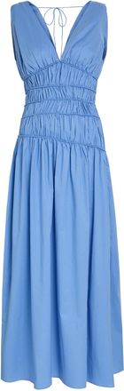 Faithfull The Brand Saja Smocked Cotton Maxi Dress - Blue - S (UK8-10 / S)