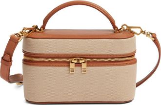 Saint Laurent Gaby Canvas & Leather Vanity Case in Desert Dust/Brick at Nordstrom