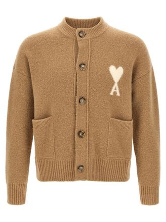 Ami Brown Mock Collar Cardigan