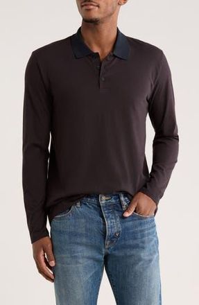 Vince Long Sleeve Cotton Knit Polo in Oxblood/Coastal at Nordstrom Rack, Size Xx-Large
