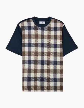 Aquascutum Mens Aquascutum Macro Iconic Front T-shirt Navy 11 - Size: 42