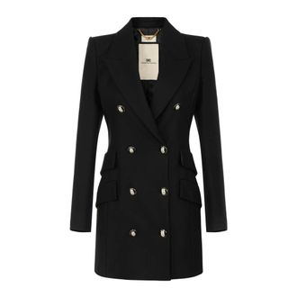 Elisabetta Franchi Dames, Mantels, Zwart, Maat: XS Leer