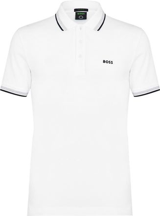 HUGO BOSS Herenpoloshirt Paddy met contrasterende boorden (Gebroken wit)