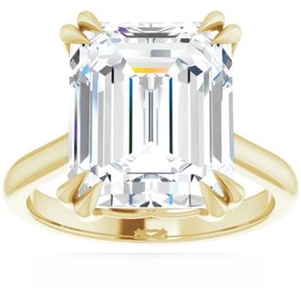 Pompeii3 Certified 5Ct Emerald Cut Diamond Designer Engagement Ring Lab Grown 14k Gold Size: 7