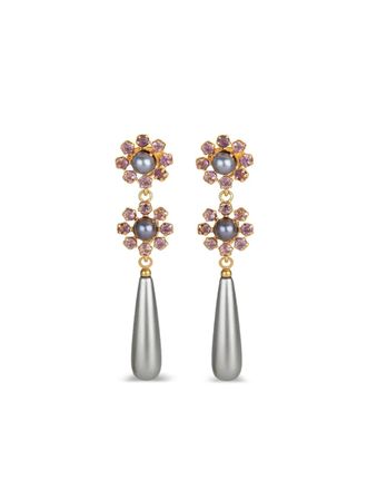 Bounkit Amethyst Pearl drop earrings - women - South Sea Pearl/Amethyst/Gold Plated Brass - One Size