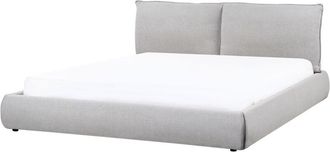 Beliani Cama Moderna Tapizada Tela Poli&eacute;ster 180 X 200 Cm De Listones Gris Claro Vinay