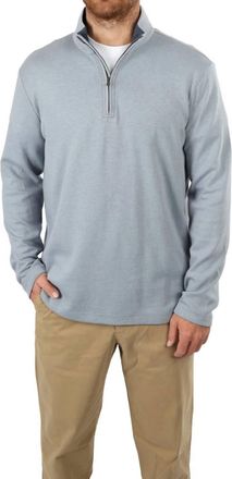 Vince Double-Faced Quarter Zip Top In Blue Steel