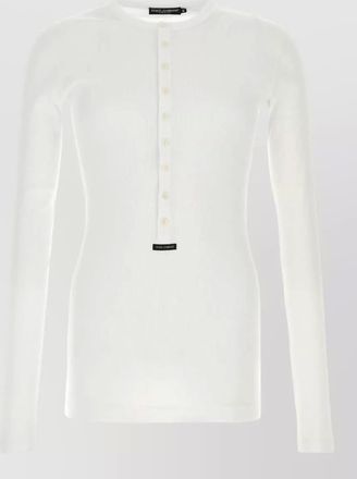 Dolce & Gabbana cotton long sleeve ribbed texture t shirt