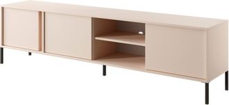 AKL FURNITURE Mueble para TV efecto madera Beige LED