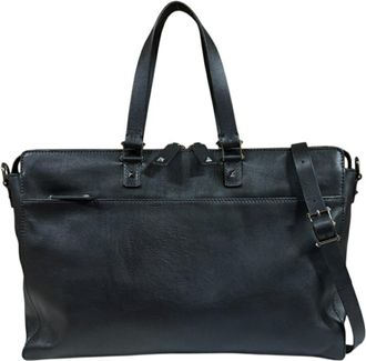 Valentino Black Leather Briefcase (Pre-Owned)