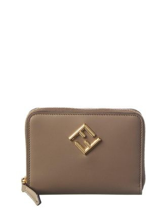 Fendi Fendi Ff Diamonds Leather Zip Around Medium Wallet