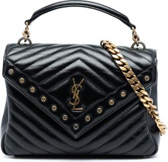 Saint Laurent 2017 Medium Chevron Studded Calfskin Monogram College satchel - Nero