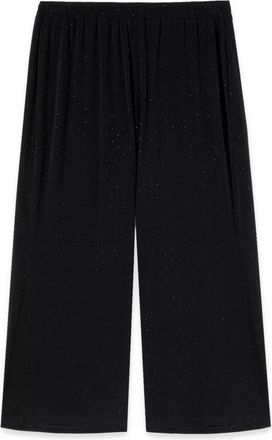 Fiorella Rubino Jersey Broek met Lichte Stippen - Dames - Wijde Broeken - Zwart - XS - Polyester - Broeken