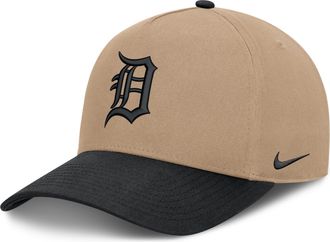 Nike Detroit Tigers Rise Nike Mens MLB A-Frame Trucker Adjustable Hat in Brown | NB1D0A3UDG-TZD