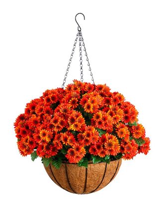 Nearly Natural 24In Uv-Resistant Artificial Chrysanthemum Hanging Basket (Indoor/Outdoor)