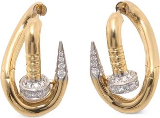David Webb 18K yellow gold Tip Bent Nail diamond earrings