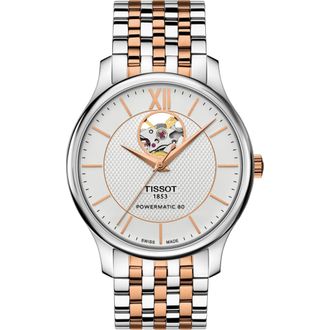 Tissot Tradition Powermatic 80 Open Heart T-classic Mens Multicolour Watch T0639072203801 - Silver - One Size