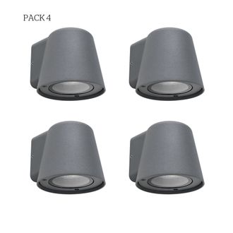Forlight Forlight - Cone - 4 Apliques De Pared Exterior De 1 Foco Gu10 Con Ip44 De Color Negro