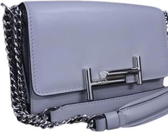 Tod's Gray Leather Handbag Shoulder Bag Tote Bag (Pre-Owned)