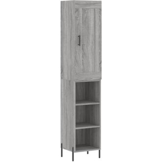 vidaXL Vidaxl - Aparador Alto Madera Contrachapada Gris Sonoma 34,5x34x180 Cm