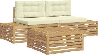 vidaXL 4 Uds. Conjunto De Sof&aacute;s De Exterior Blanco Vidaxl