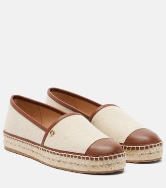 Gianvito Rossi Leather-trimmed canvas espadrilles