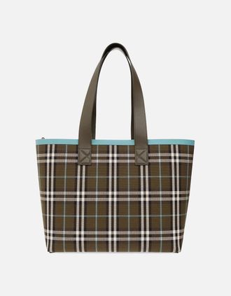 Burberry Womens London Vintage Check Tote Bag - Green - Size: UNI