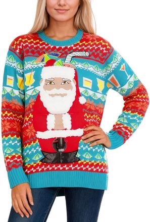 Generic Christmas Jumpers for Women Oversized Sweatshirt Ugly Sweater Festive Unisex Pullover Sweater with Built-in Beverage Pouch for Hands Drinking Holiday 