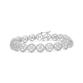 House of Brilliance Silver 1/2 Cttw Diamond Nested Circle Miracle Set Open Wheel Link Bracelet in White at Nordstrom