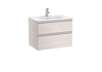 Roca Roca - Pack Unik Mueble Base De Dos Cajones + Lavabo Central The Gap Color: Fresno N&oacute;rdico - Medidas: 705x460x537 Mm
