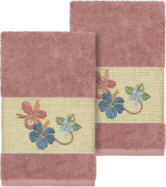Linum Home Textiles 100% Turkish Cotton Caroline 2Pc Embellished Hand Towel Set
