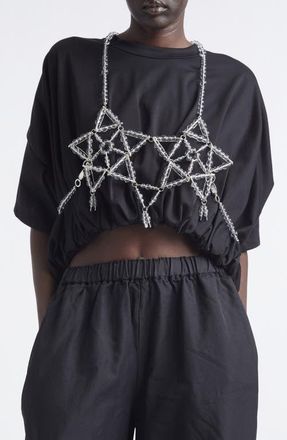 Comme Des Gar&ccedil;ons Beaded Safety Pin Harness in Silver at Nordstrom, Size Medium
