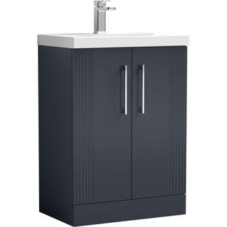 Nuie Nuie - Deco Floor Standing 2-Door Vanity Unit with Basin-3 600mm Wide - Satin Anthracite