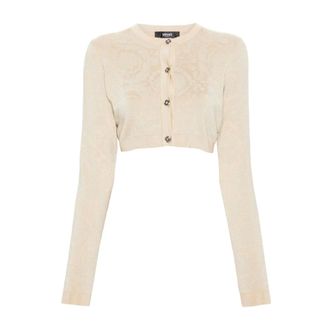 Versace Baroque Jacquard Cardigan Beige