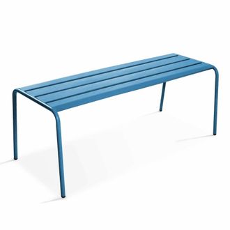 Oviala Banco de jard&iacute;n de acero azul pac&iacute;fico
