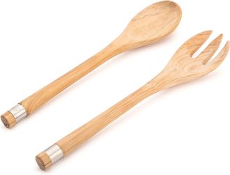 B&eacute;rard France Olive Wood Handcrafted 2 Piece Salad Server Set