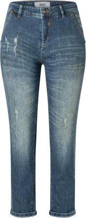 M.A.C Mac, Jeans, Dames, Blauw, S, Katoen, Groene Destroyed Wash Slim-Fit Jeans