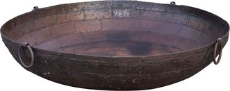Biscottini International Brasero De Jard&iacute;n Barbacoa Estufa De Le&ntilde;a Para Exteriores Soporte De Madera Contenedor De Hierro Forjado R&uacute;stico Antiguo