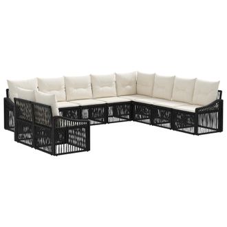 vidaXL Conjunto De Sof&aacute;s De Jard&iacute;n 10 Pcs Negro Rat&aacute;n Sint&eacute;tico Vidaxl