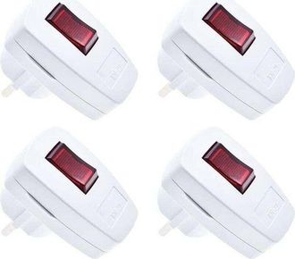 OEM Enchufe Ip20 Con Interruptor, Paquete De 4 Enchufes Con Contactos De Protecci&oacute;n, Enchufe Extraplano Con Contactos De Protecci&oacute;n De 250 V (16 A), Blanc