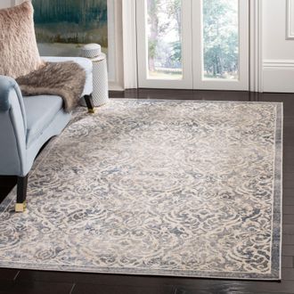 Safavieh Brentwood Machine Made Area Rug, Light Grey / Blue Traditional Style Easy Care