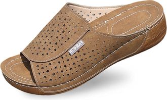 Generic Luxurious Summer Leather Flip Flop Sandals for Women with Comfortable Arch Support and Breathable Open Toe Design (Brown, 3.5)