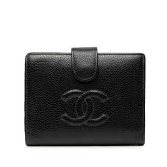 Chanel Black Grained Calfskin Wallet (Bi-Fold) (Pre-Owned)