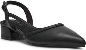 Anne Klein Untie Slingback Block Heel Pump in Black Pu at Nordstrom Rack, Size 6.5