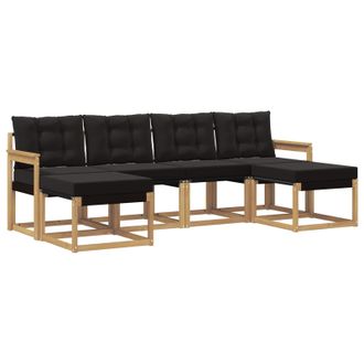 vidaXL Conjunto De Sof&aacute;s De Exterior Con Coj&iacute;n 6 Pcs Blanco Y Negro Vidaxl