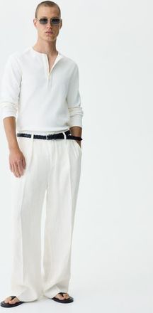 H&M Loose-fit Wide-leg Linen Pants in Ivory at Nordstrom, Size X-Large