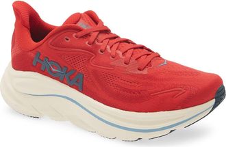 Hoka One One Clifton 10 Running Shoe - Wide Width Available in Vermillion /Varsity Navy at Nordstrom, Size 10.5