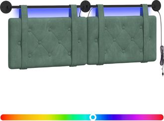 vidaXL Cabecero Colgante Con Luz Led Verde Mar Terciopelo Vidaxl