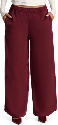 Naked Wardrobe Wide Leg Track Pants in Wine at Nordstrom, Size X-Large