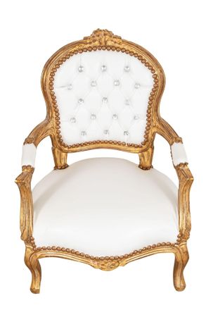 Biscottini International Silla Infantil De Cocina Y Comedor De Madera Sill&oacute;n Infantil Con Brazos 72x50x49 Cm Sill&oacute;n Dormitorio Acolchado Estilo Franc&eacute;s